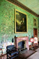 Drawing room with green Chinese wallpaper at Abbotsford House. Melrose, Scotland.