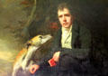 Detail of portrait of Sir Walter Scott with dog by Sir Henry Raeburn at Abbotsford House. Melrose, Scotland.