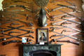 Armory with flintlock pistols & crossed swords at Abbotsford House. Melrose, Scotland.