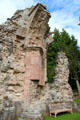 Western doorway ruin of Dryburgh Abbey run as museum by Historic Scotland.