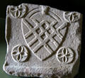 Carved stone with shield at Dryburgh Abbey. Scotland.