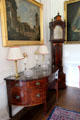 Bowfront sideboard & tall clock in dining room at Manderston House. Duns, Scotland.
