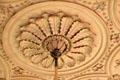 Library ceiling leaf circle over ceiling lamp in Manderston House. Duns, Scotland.