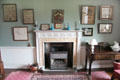 Samplers over fireplace in north dressing room at Manderston House. Duns, Scotland.