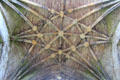 Presbytery ceiling decorated with Apostle carvings at Melrose Abbey. Melrose, Scotland.