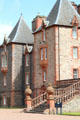 Towers flanking stairs at Thirlestane Castle. Scotland.