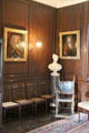 Portraits of Honourable Charles Maitland & unknown gentleman in paneled room at Thirlestane Castle. Scotland.