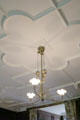 Library ceiling & gas chandelier at Thirlestane Castle. Scotland.