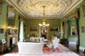 Green walled end of large drawing room at Thirlestane Castle. Scotland.
