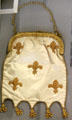 White satin bag which belonged to Mary Queen of Scots at Traquair House. Scotland.