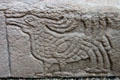 Plumed bird carved on Pictish story stone at St Vigeans Museum. Arbroath, Scotland.