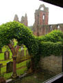 Ruins of remaining walls within Arbroath Abbey. Arbroath, Scotland.
