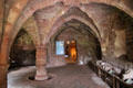 Arches of undercroft in Abbot's House at Arbroath Abbey. Arbroath, Scotland.