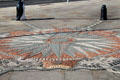 Mosaic sidewalk before RRS Discovery Historic Ship Exhibition building. Dundee, Scotland.