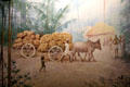 Painting of oxcart pulling bales of jute at Verdant Works Museum. Dundee, Scotland