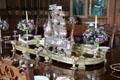 Table centerpiece with galleon nef in dining room at Glamis Castle. Angus, Scotland.