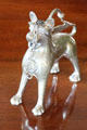 Silver cigar lighter in shape of antique aquamanile in dining room at Glamis Castle. Angus, Scotland.