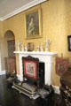 Fireplace with screen in Queen Mother's bedroom at Glamis Castle. Angus, Scotland.