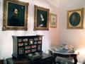 Corner with portraits in king's bedroom at Glamis Castle. Angus, Scotland.