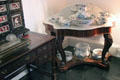 Washstand with pitchers & basins plus slop bucket in king's bedroom at Glamis Castle. Angus, Scotland.