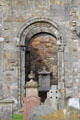 Rounded arch entrance to St Rule's Tower at St Andrews Cathedral. St Andrews, Scotland.