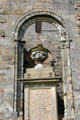 Monument with urn before St Rule's Tower at St Andrews Cathedral. St Andrews, Scotland.