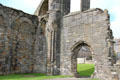 Base of Western tower ruins of nave of St Andrews Cathedral. St Andrews, Scotland.