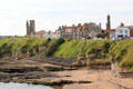 View of town & cathedral towers from St Andrews Castle. St Andrews, Scotland
