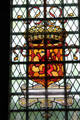 Chapel Royal stained glass arms of James V, King of Scots at Falkland Palace. Falkland, Scotland.