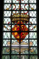 Chapel Royal stained glass arms of Mary Queen of Scots at Falkland Palace. Falkland, Scotland.