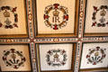 Painted ceiling with royal crests in King's bedchamber at Falkland Palace. Falkland, Scotland.