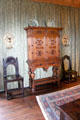 Cabinet & chairs in Queen's bedchamber at Falkland Palace. Falkland, Scotland.