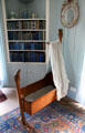 Cradle in blue bedroom at Kellie Castle. Pittenweem, Scotland.