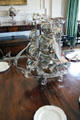 Silver galleon nef from Germany as table centerpiece at Hill of Tarvit Mansion. Cupar, Scotland.