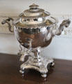 Silver coffee or tea urn at Hill of Tarvit Mansion. Cupar, Scotland.