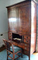 Tallboy linen press with built-in fold-down writing surface at Hill of Tarvit Mansion. Cupar, Scotland.