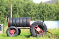 Play tractor made of tires at Highland Folk Museum. Newtonmore, Scotland.