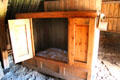 Enclosed bed in Cottar's House at Highland Folk Museum. Newtonmore, Scotland.