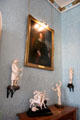 Portrait of Sir John Finch by Sir Anthony Van Dyck over ivory carvings in dining room at Scone Palace. Perth, Scotland.