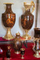 Collection of Vernis Martin pâpier maché urns & flasks at Scone Palace. Perth, Scotland.