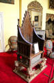 Replica of coronation chair & stone of scone made for motion picture at Scone Palace. Perth, Scotland.