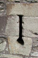 Defense slit beside entrance doorway at Cardoness Castle. Scotland.