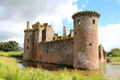 Two of three corner towers at Caerlaverock Castle. Caerlaverock, Scotland.