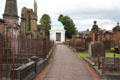 St Michael's Churchyard leading to white mausoleum of Robert Burn's. Dumfries, Scotland.