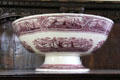 Ceramic bowl with transfer print ship scenes at Craigievar Castle. Alford, Scotland.