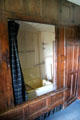 Housekeepers room with box bed converted to bathroom at Craigievar Castle. Alford, Scotland.