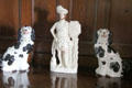 Rob Roy porcelain figurine with ceramic dogs at Craigievar Castle. Alford, Scotland.