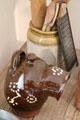 Ceramic salt bucket "pig" & stoneware jar at Crathes Castle. Crathes, Scotland.