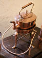 Copper tea kettle on stand at Crathes Castle. Crathes, Scotland.