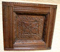 Carved panel in Laird's bedroom at Crathes Castle. Crathes, Scotland.
